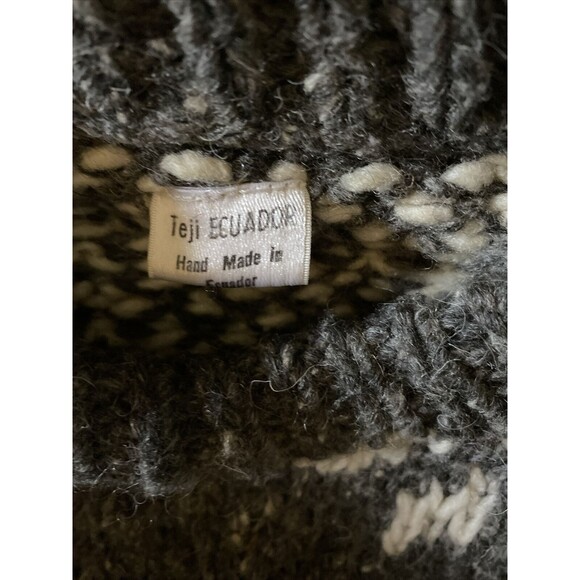 Tejidos  100% Wool Blue White Cardigan Sweater Ecuador XL PRISTINE - Picture 4 of 5